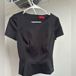 HUGO Black Short-Sleeve Peplum Tee